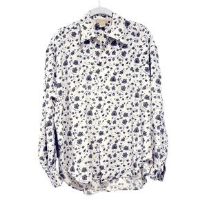 A.J. Christopher 100% Silk Floral Leaf Pattern Long Sleeve Button Down Blouse 4